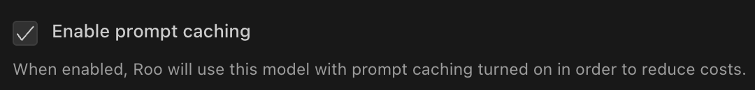 Prompt Caching Checkbox in Provider Settings